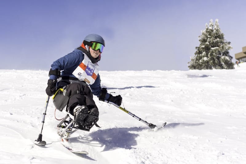 Adaptive skier at Mt. Hood Meadows Adaptive Program