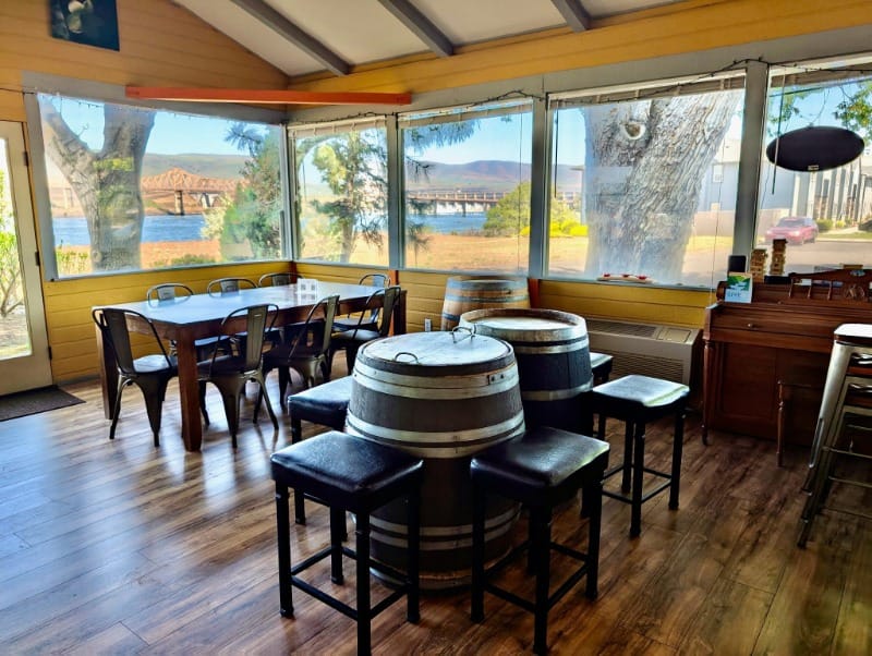 Wine barrel tables at Tierra de Lobos