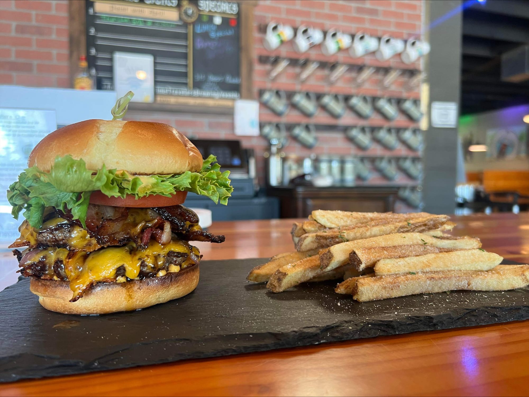 Cheeseburger and fries at Time Travelers Restaurant in Mt. Hood