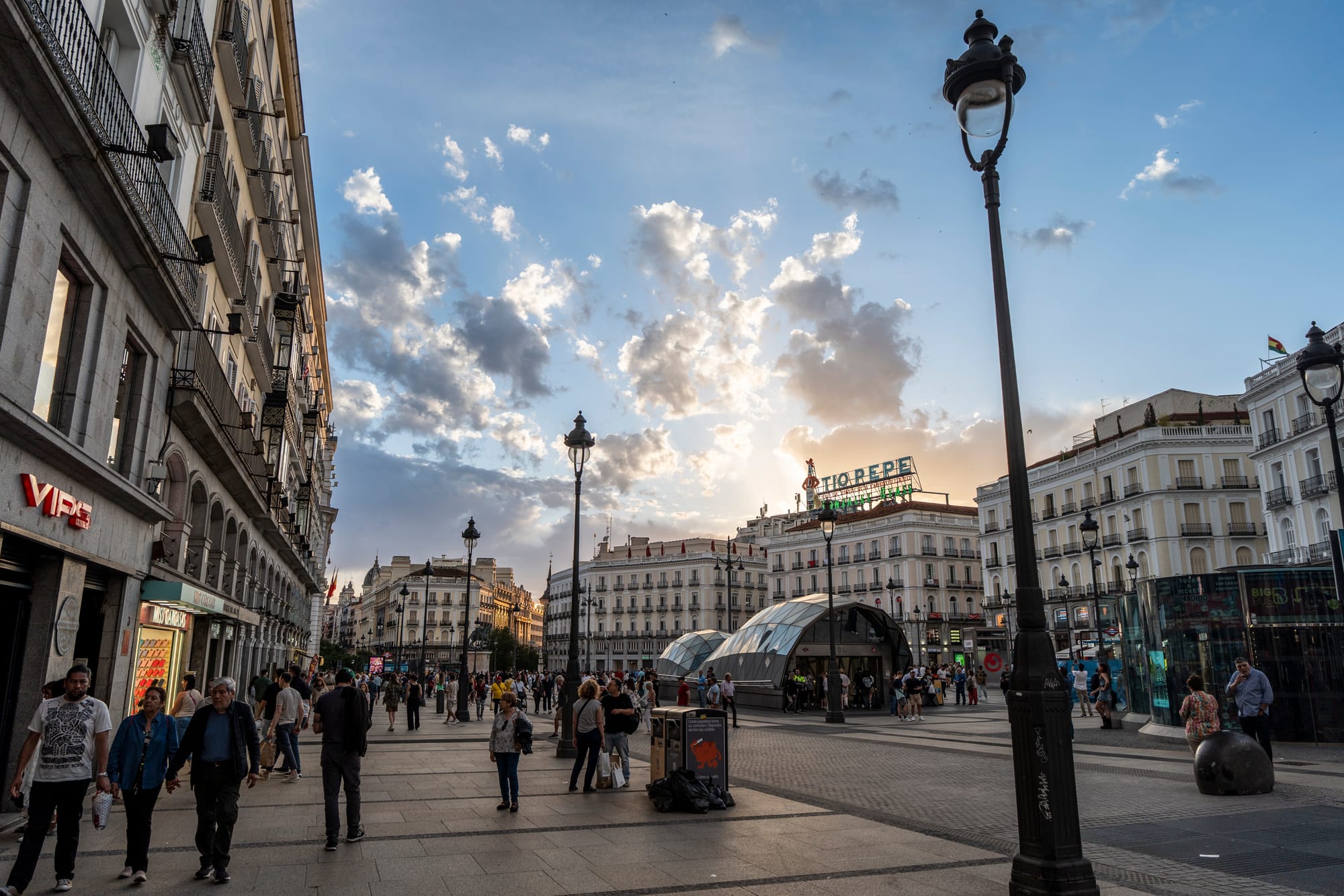 The Puerta del Sol square with Tio Pepe sign