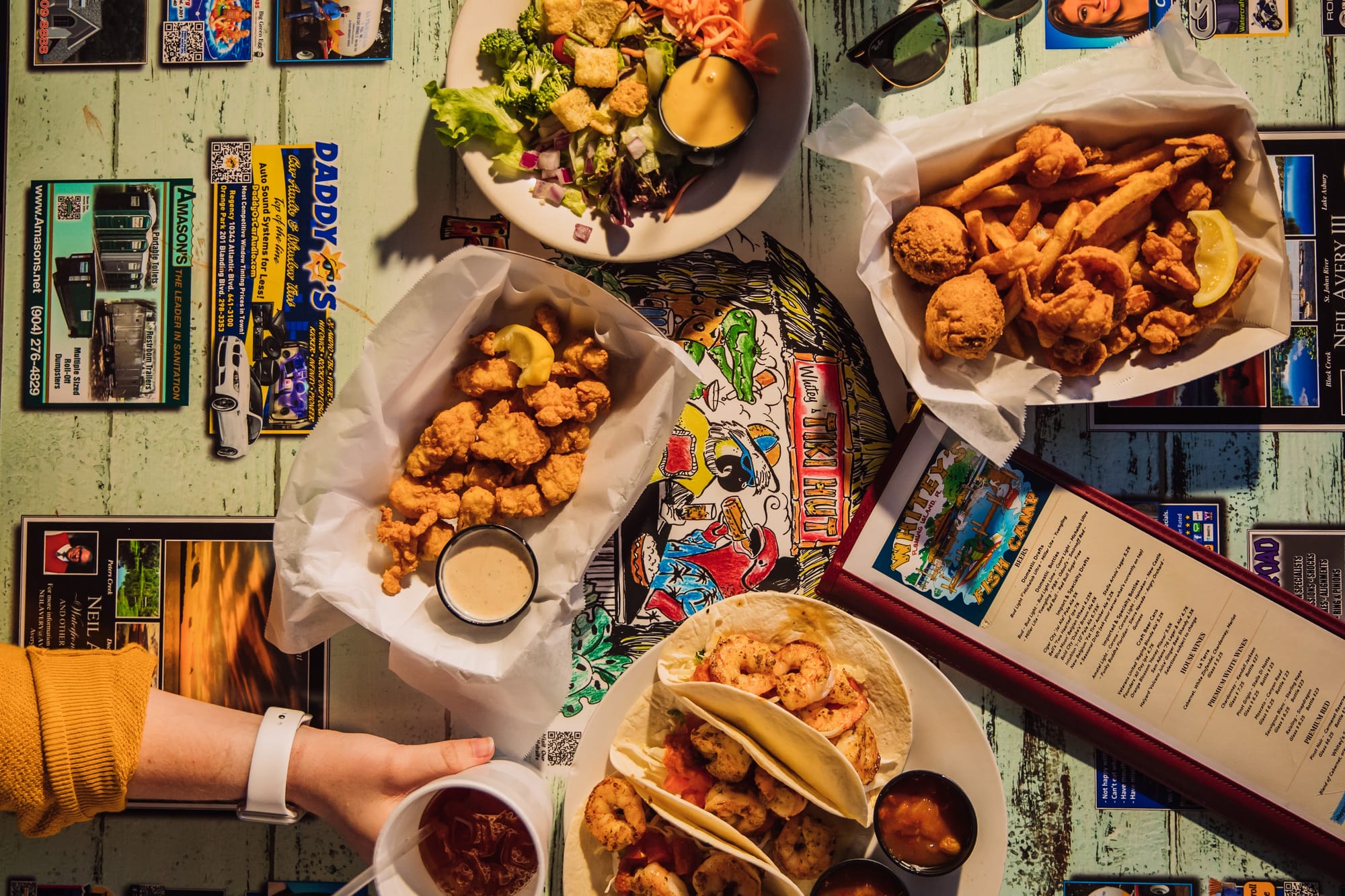 Food platter at Whitey's Fish Camp