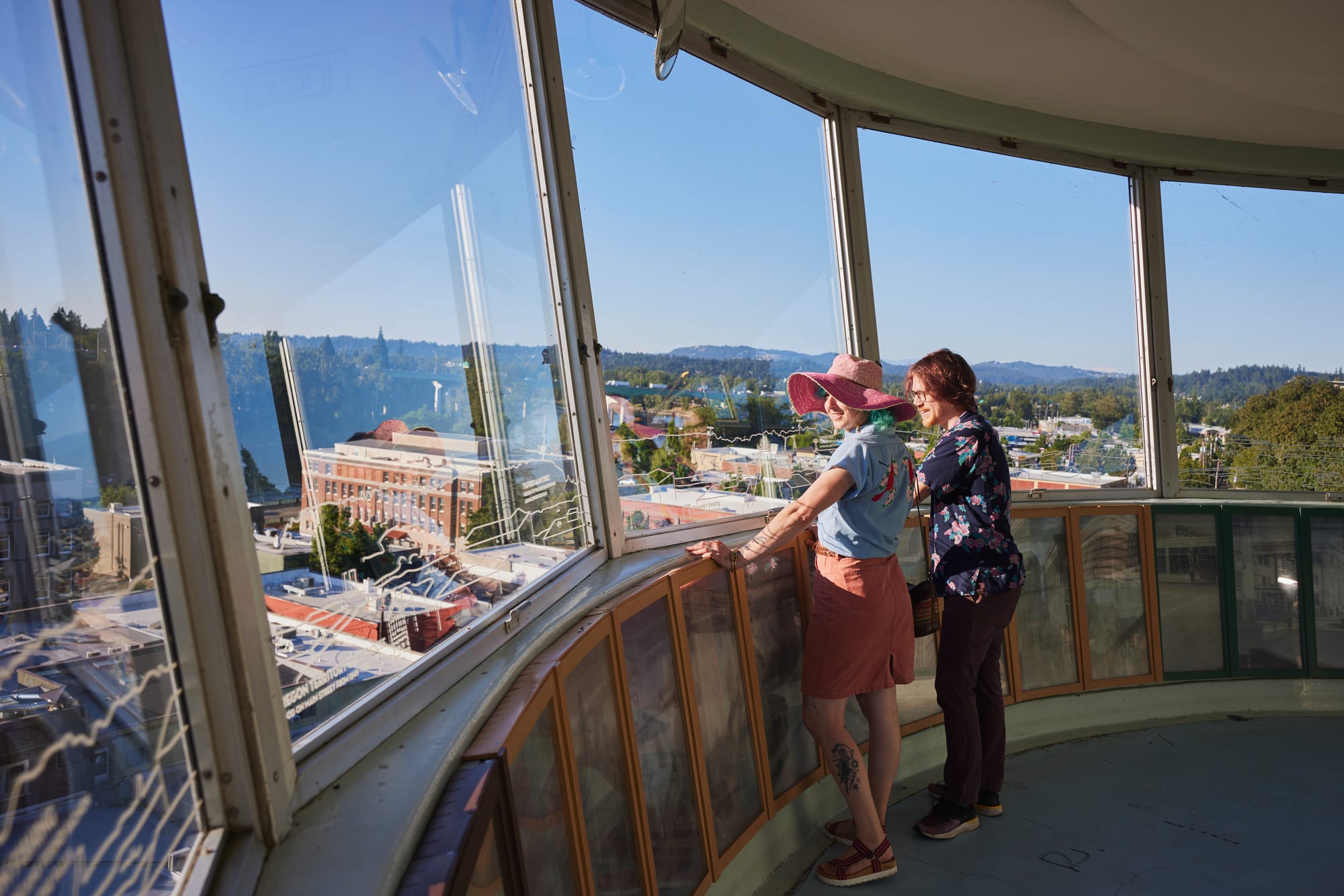 Enjoying the view at the top of Oregon City Municipal Elevator