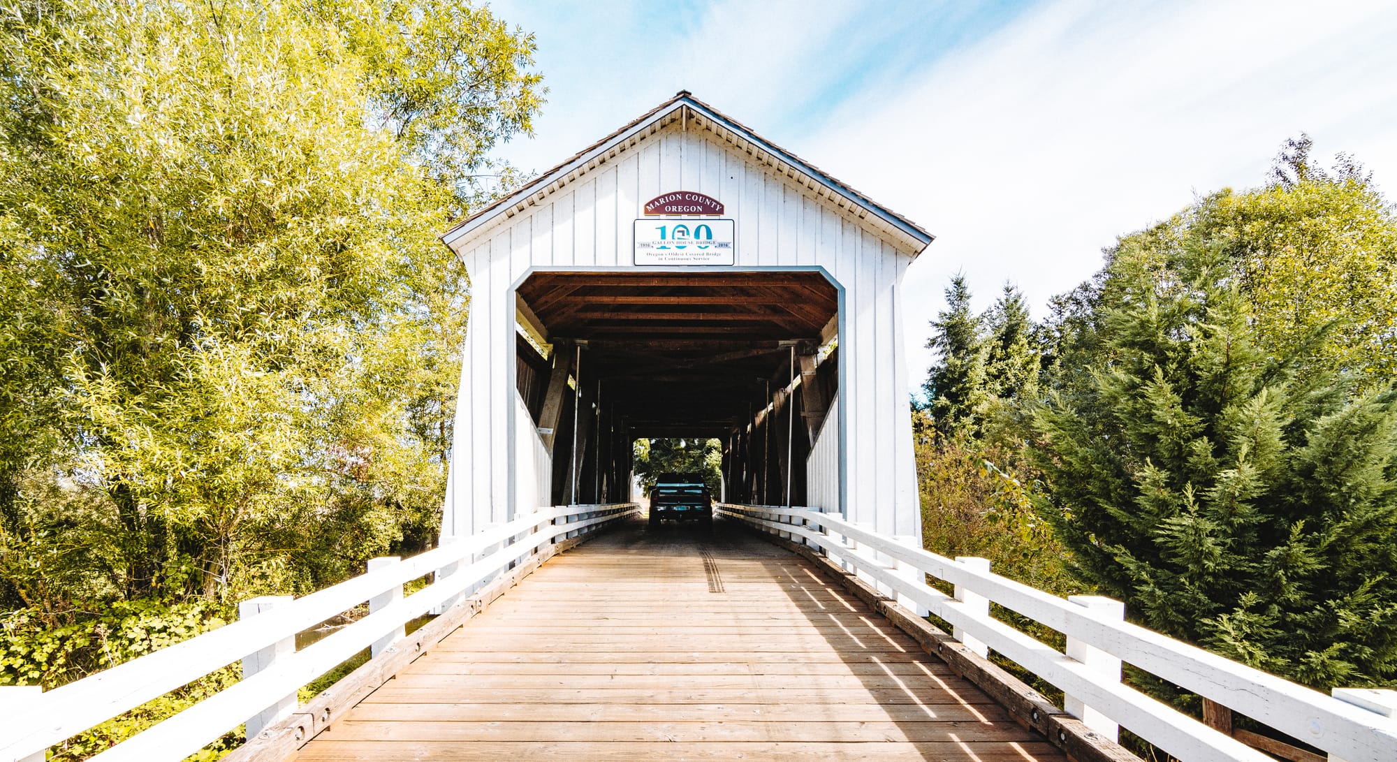 Accessible bridge at Historic Gallon House Covered Bridge