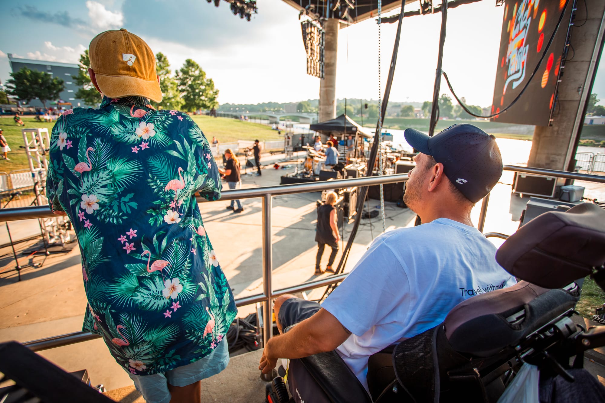 Wheelchair user and son at RiversEdge Amphitheater in Butler County, OH