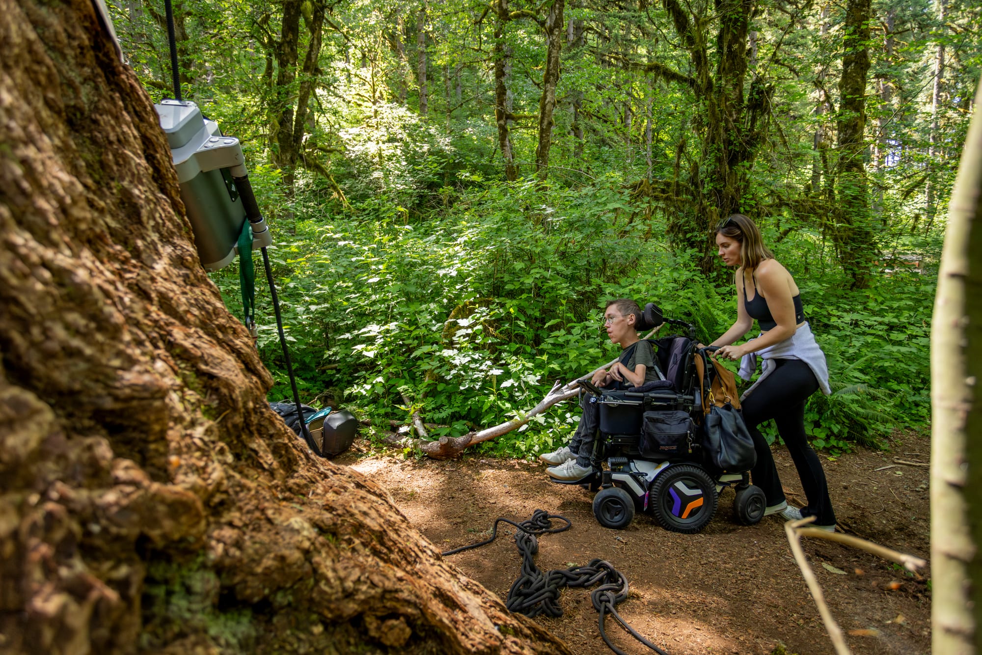 Shane and Hannah Burcaw in Silver Falls State Park