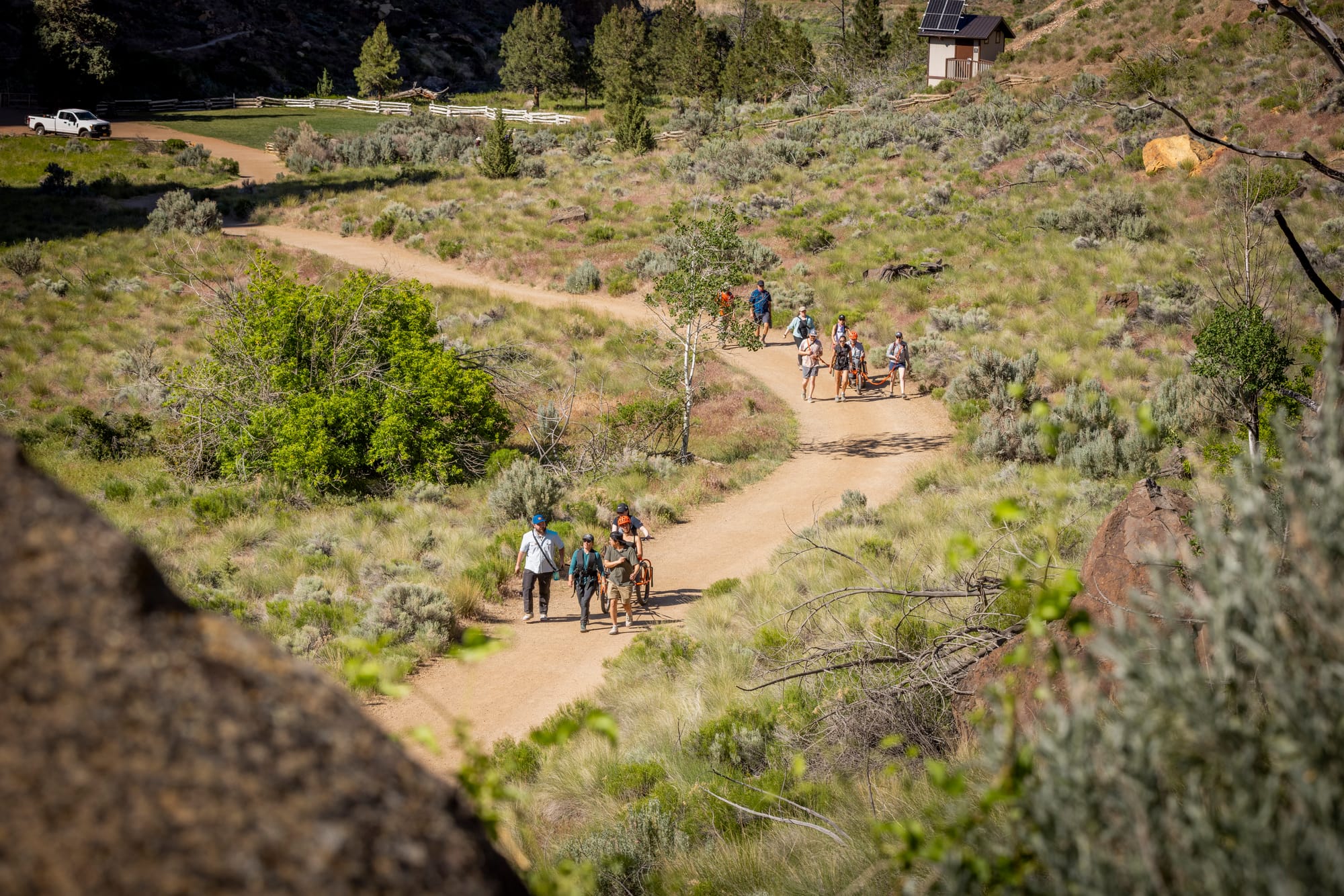 Adaptive hiking with AdvenChair in Smith Rock near Bend