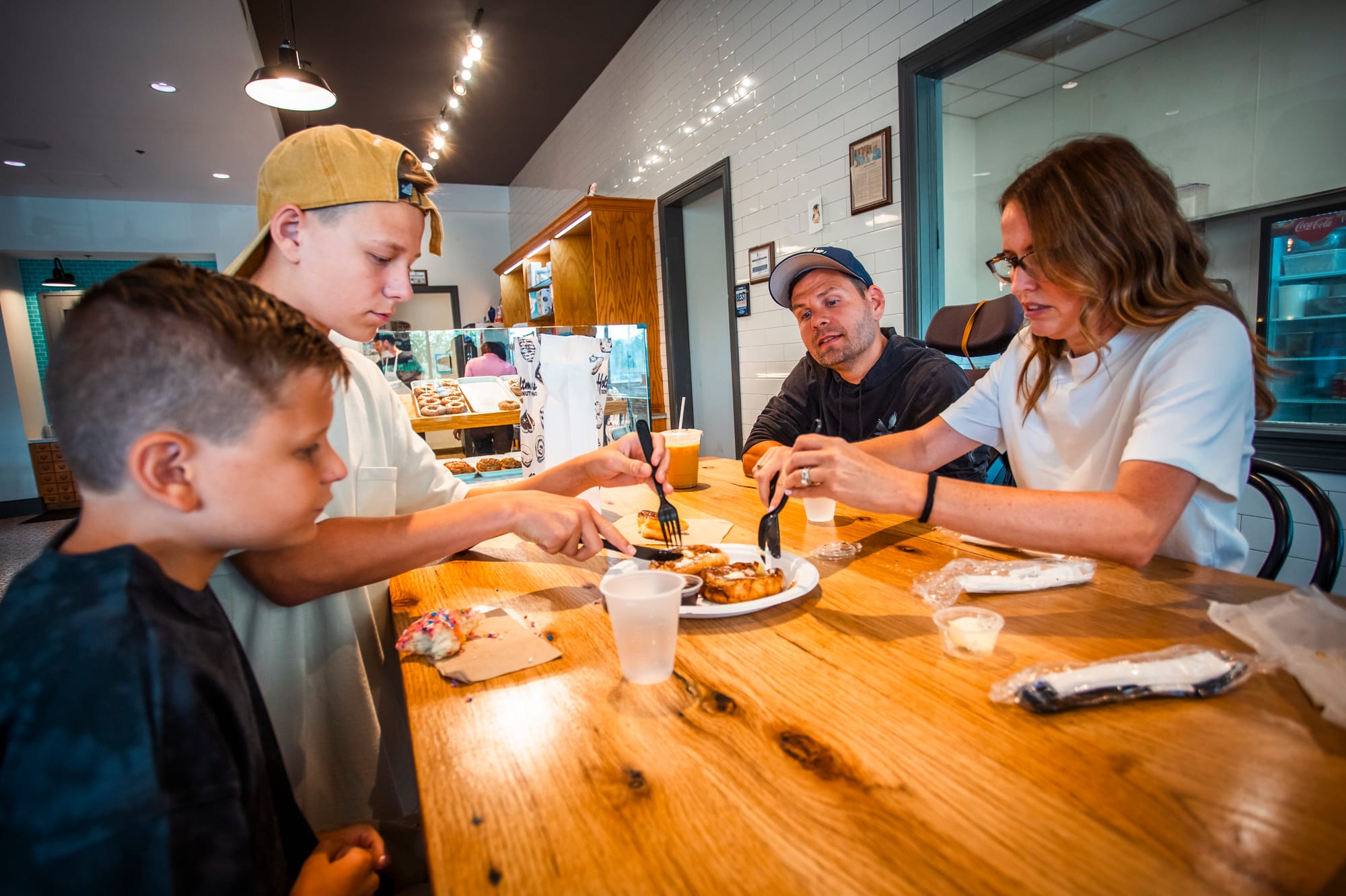 Family enjoying donuts along the The Butler County Donut Trail