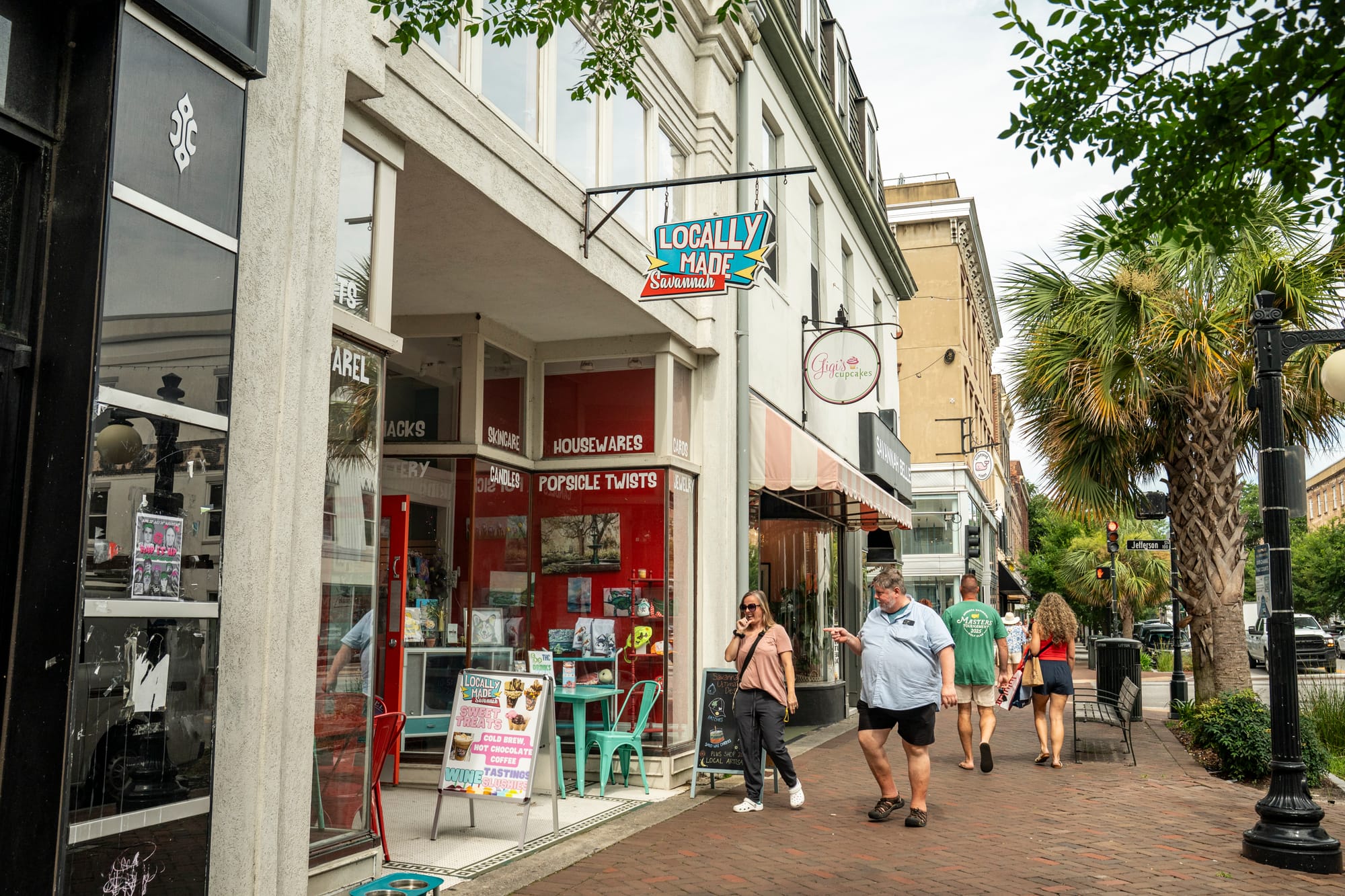 Deaf lady walking in downtown Savannah