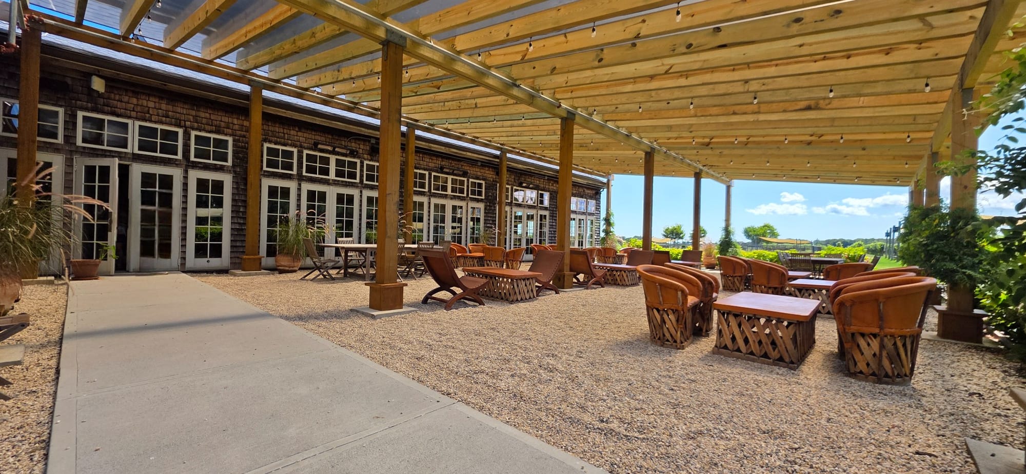 Outdoor patio with chairs at RGNY Winery on Long Island, NY