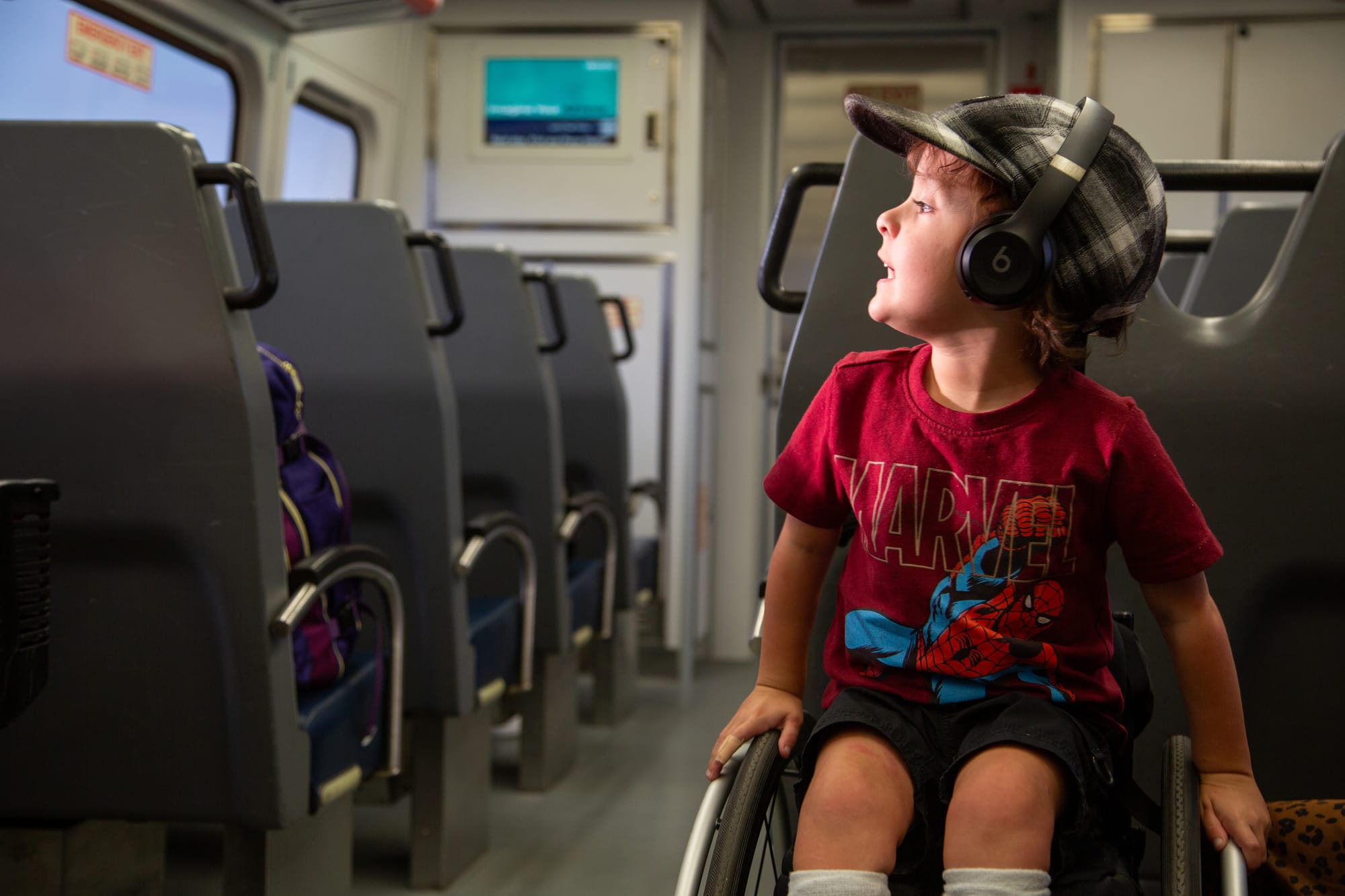 Wheelchair user on train in Denver