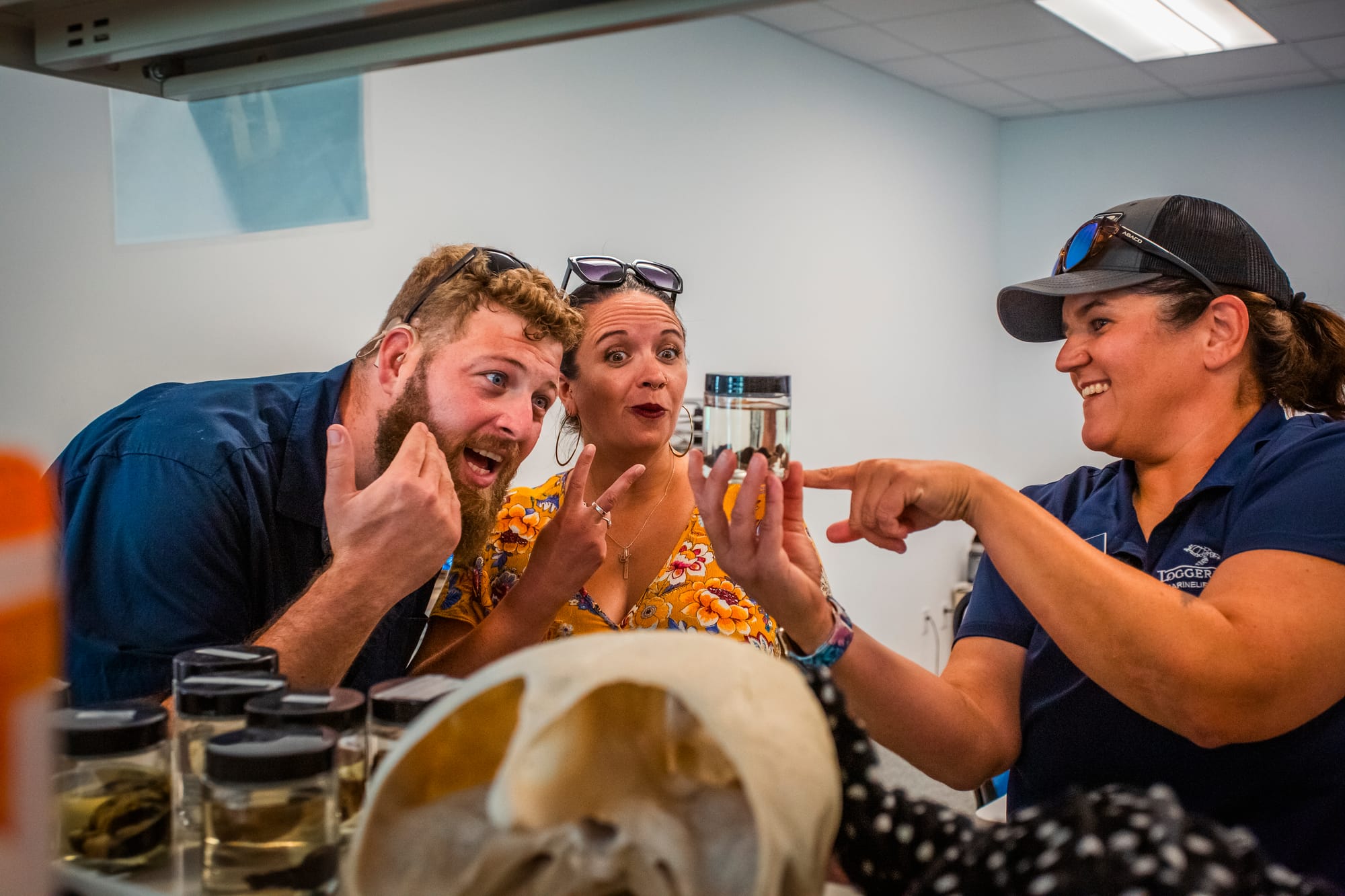 Deaf travelers enjoying Loggerhead Marinelife Center in Palm Beaches