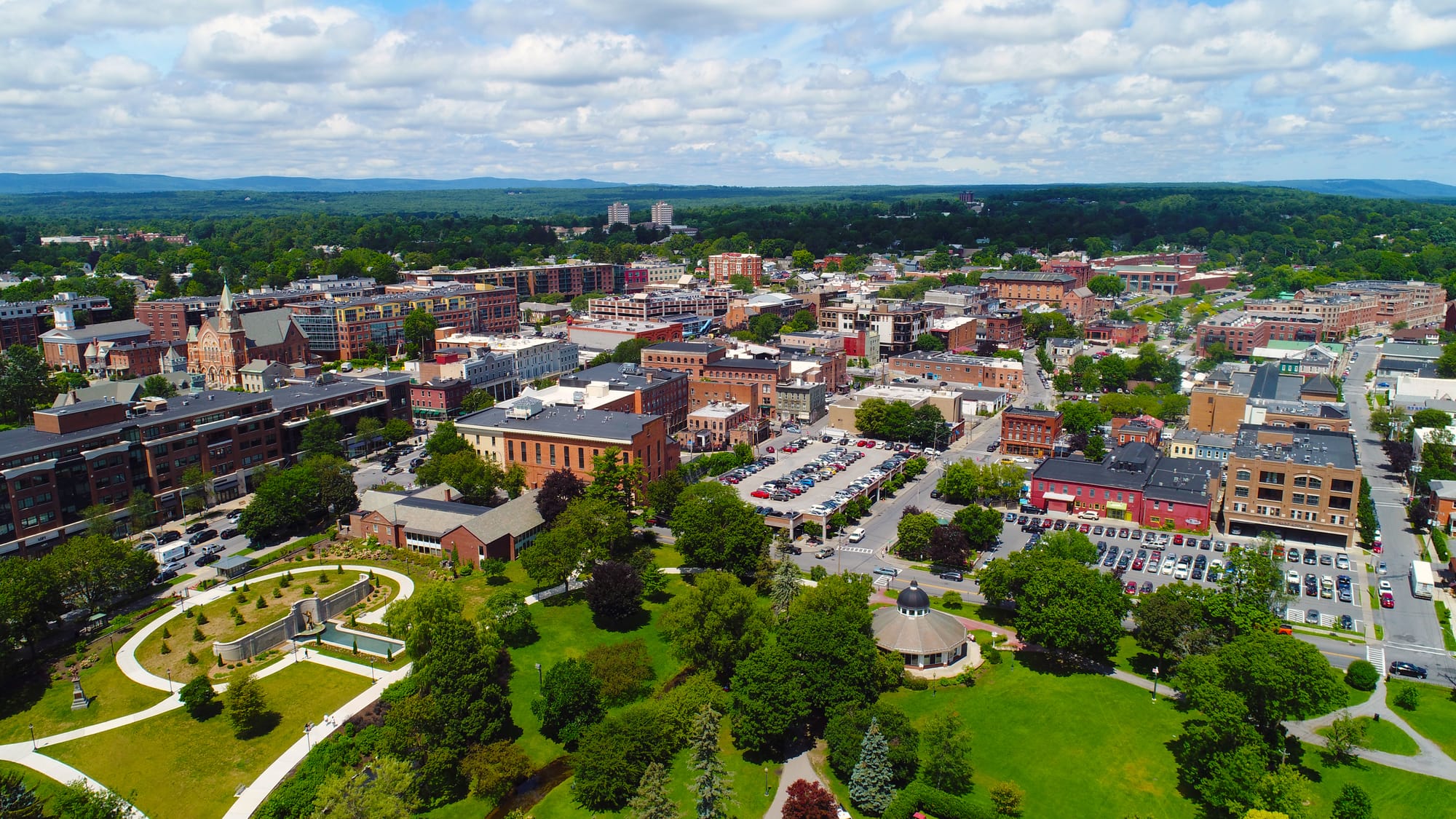 Aerial view of Downtown Saratoga Springs
