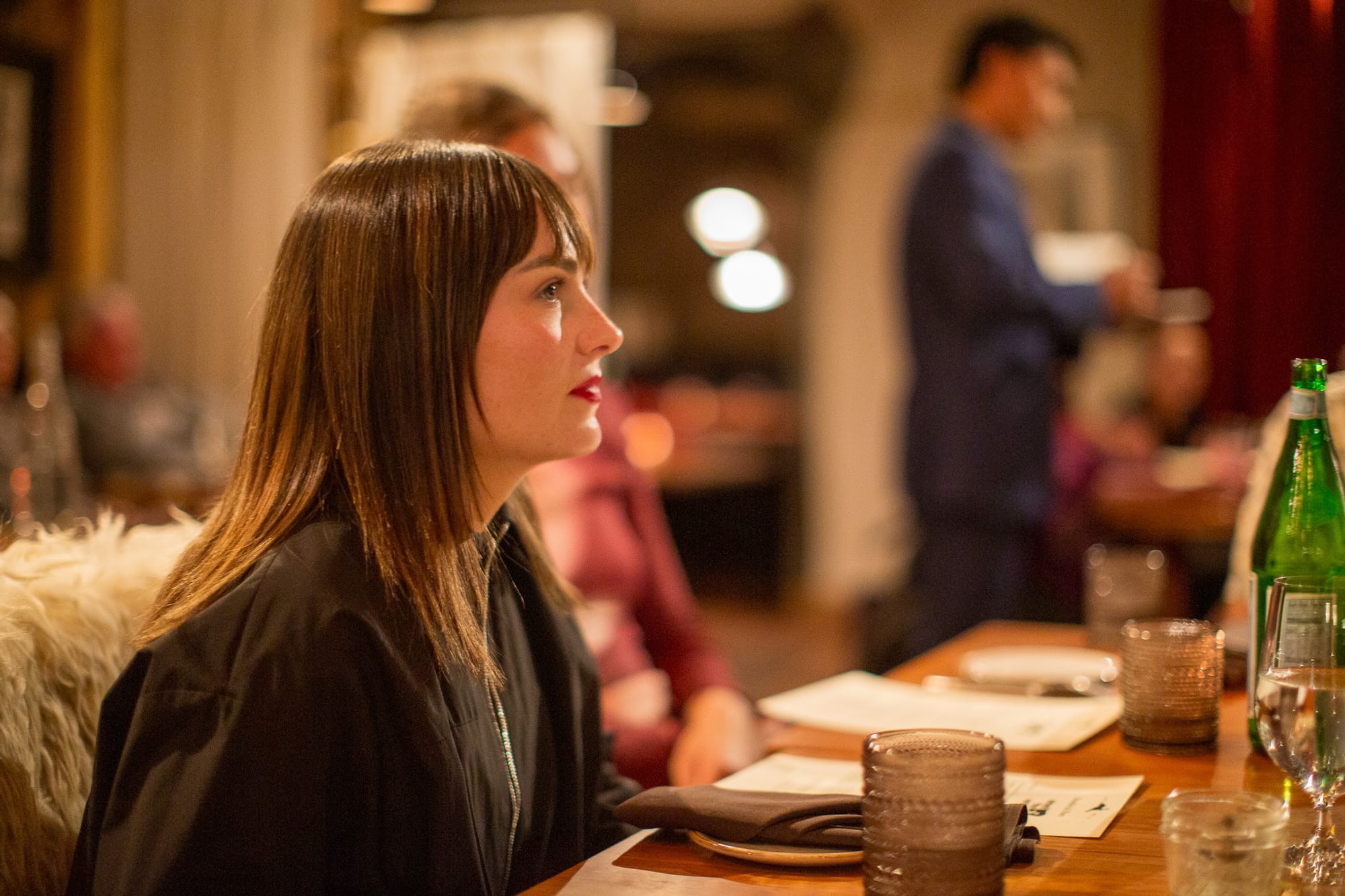 Molly Burke, blind woman, at dinner during Accessible Travel Week