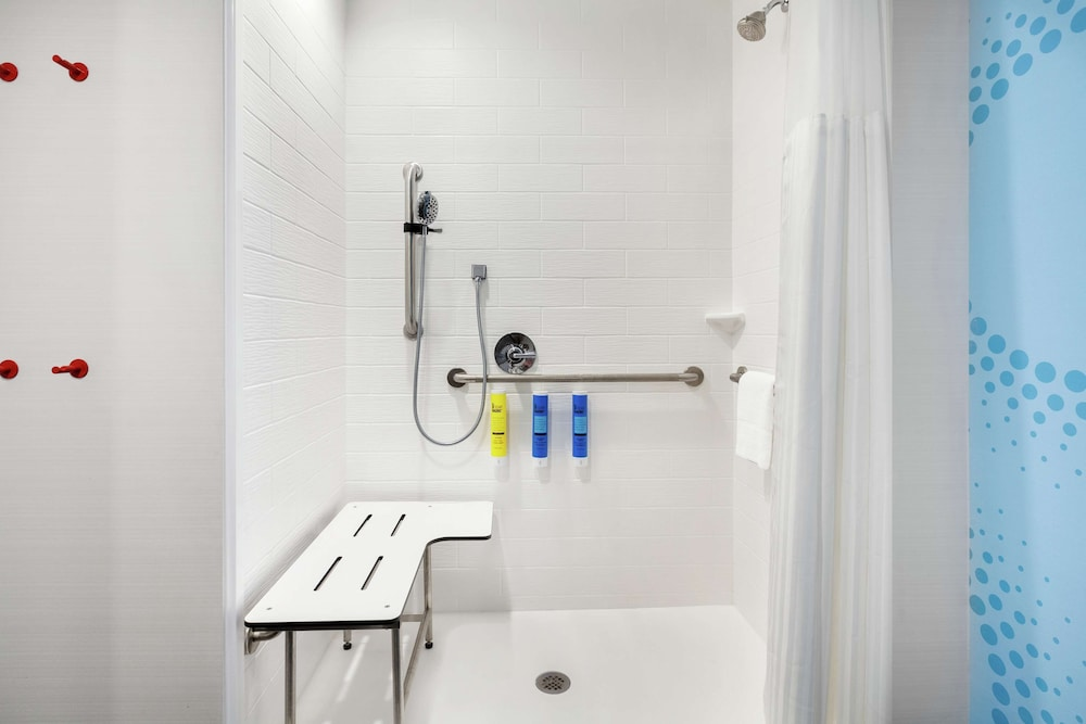 Roll-in shower, seat, and grab bars at Tru By Hilton Lake Charles