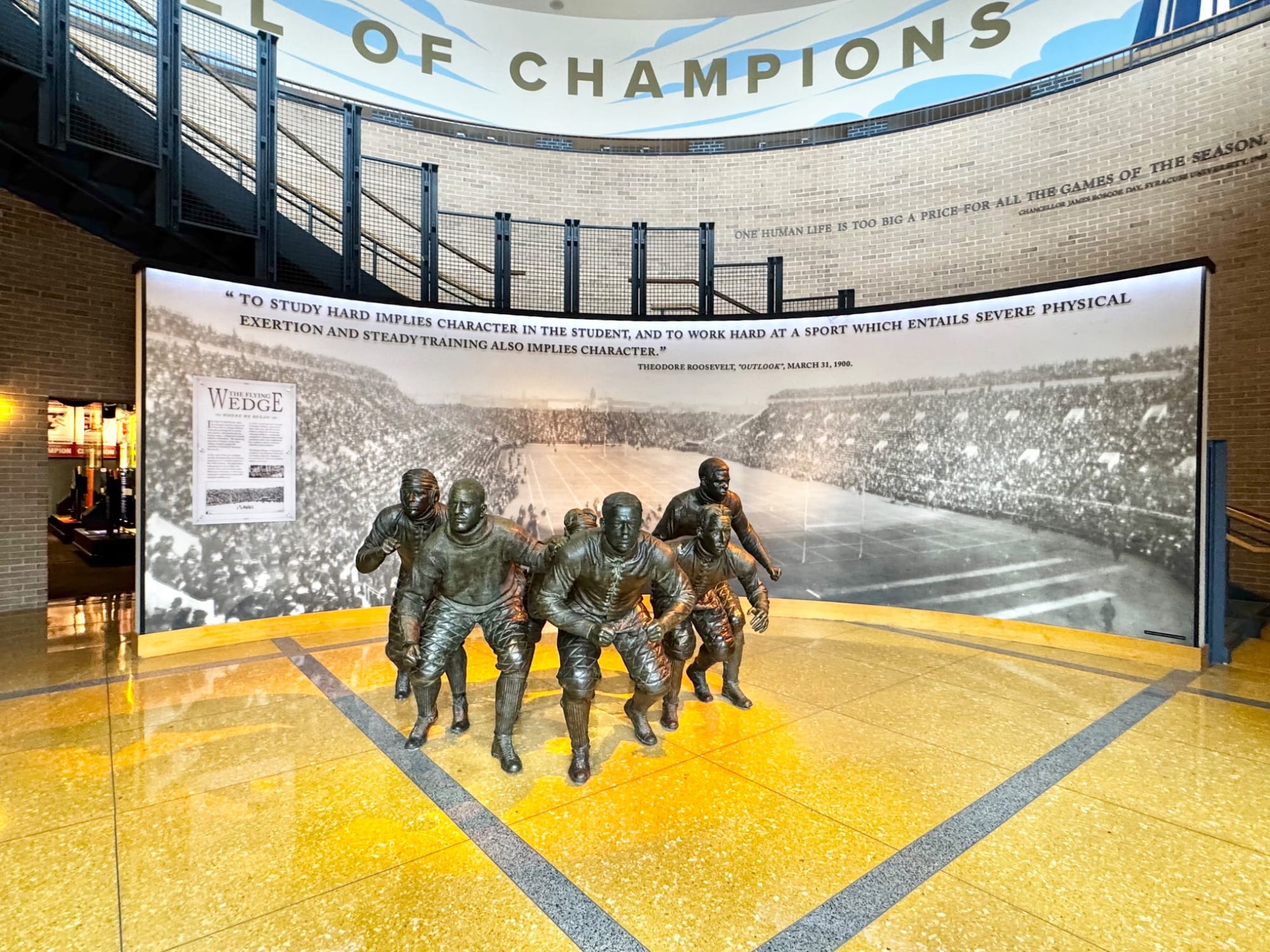 Flying Wedge statue at NCAA Hall of Champions