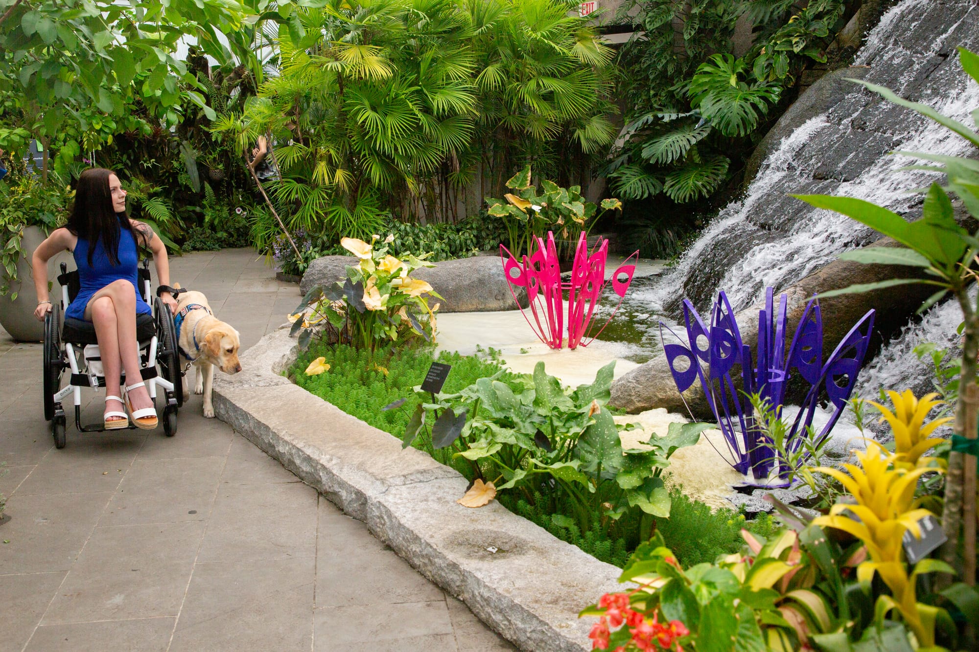 Wheelchair user at Myriad Botanical Gardens in Oklahoma City