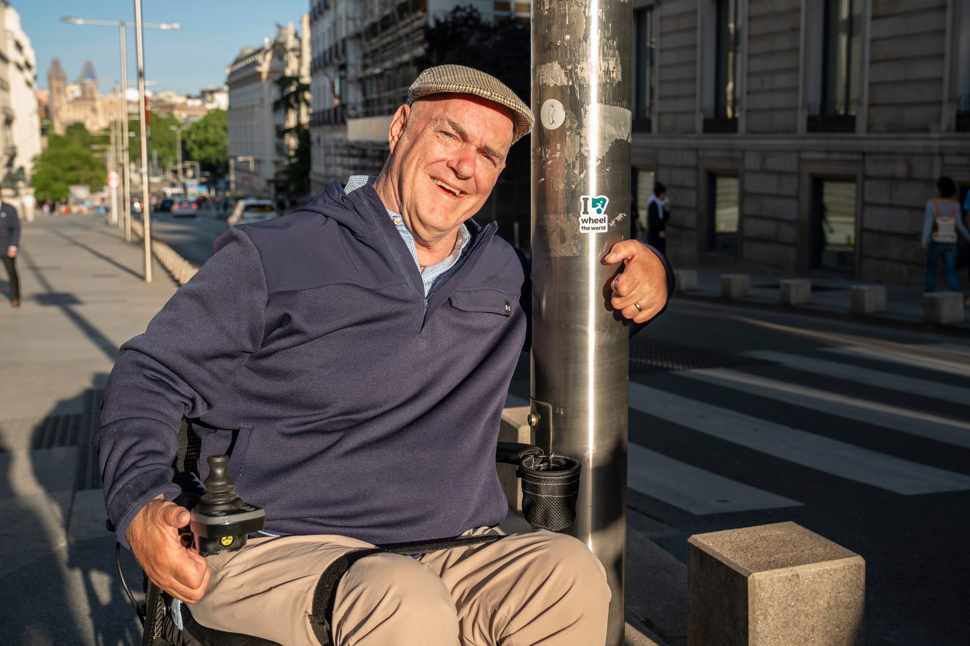 Bert Burns, wheelchair user, in Madrid