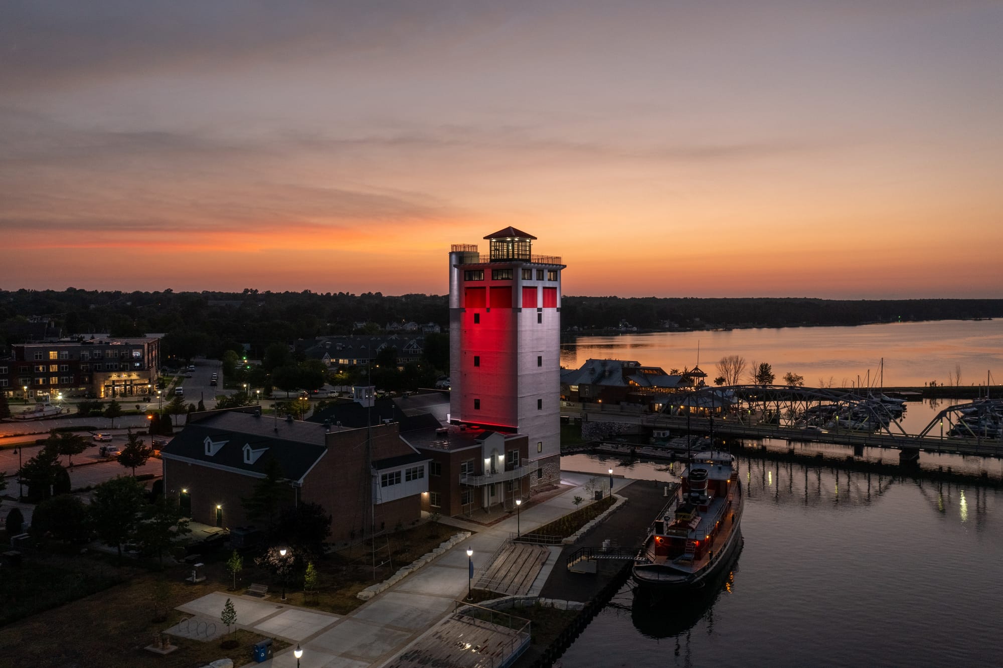 Door County Maritime Museum after sunset