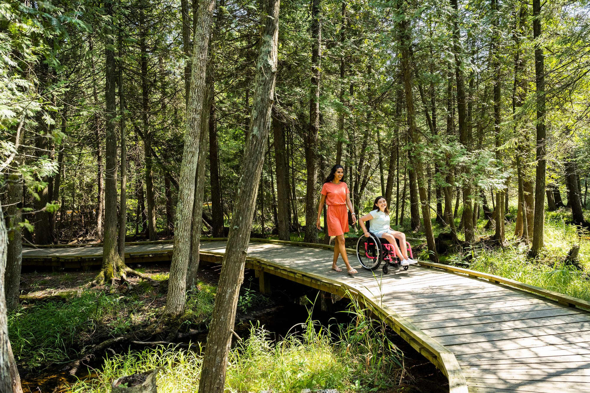 Wheelchair user and mom at The Ridges Sanctuary