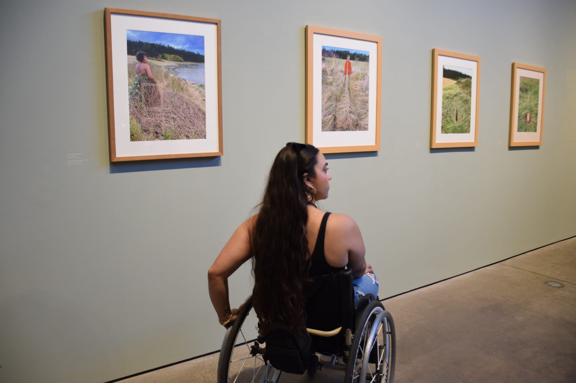 Wheelchair user viewing art at Scottsdale Museum of Contemporary Art