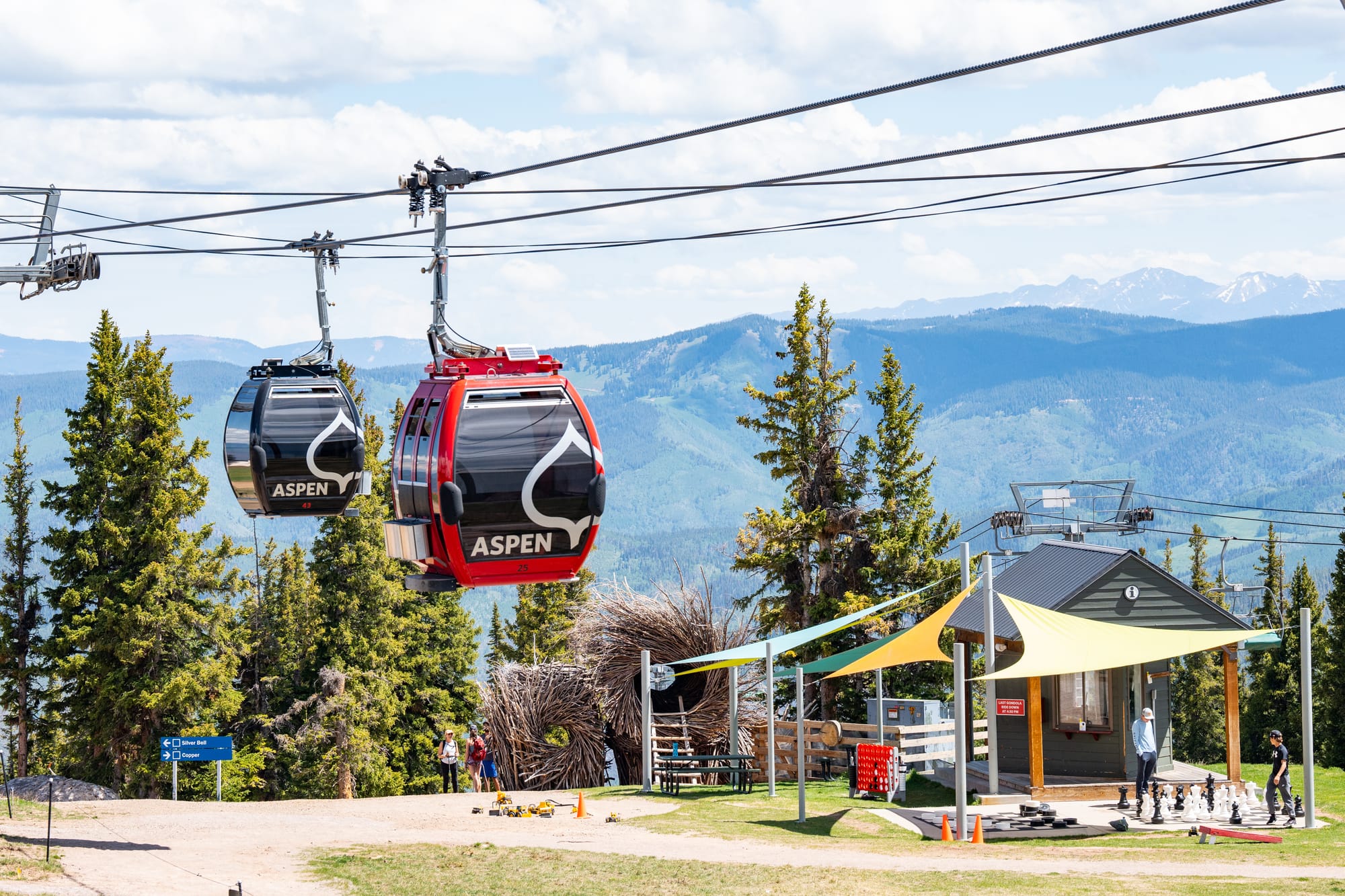 Gondola with mountains in background, Aspen