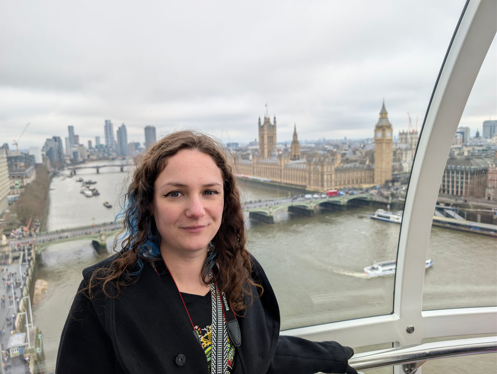 Woman riding in the London Eye 