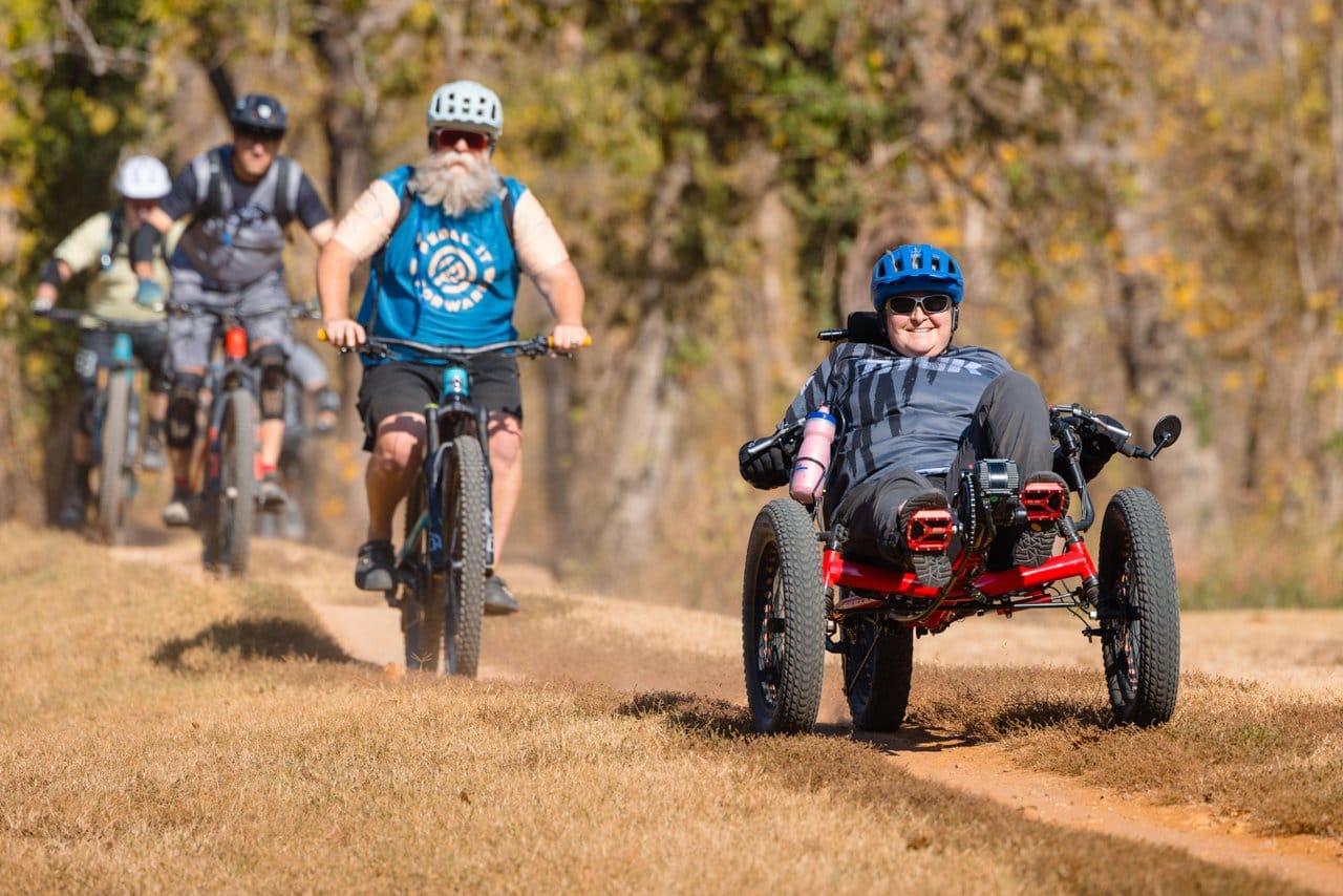 Woman on an adaptive cycle at Coler Park in Bentonville