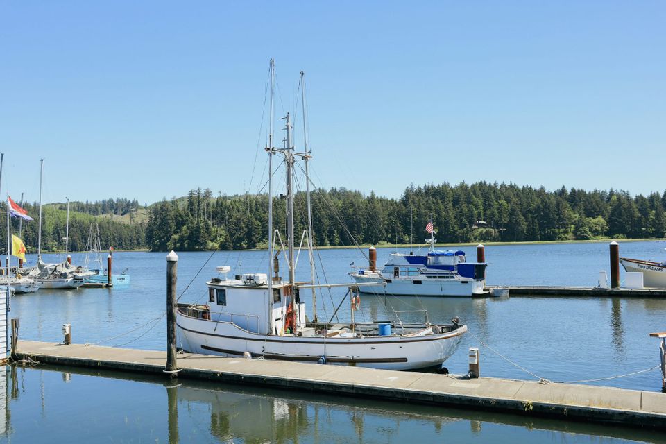 Boat on the dock in Florence, Oregon