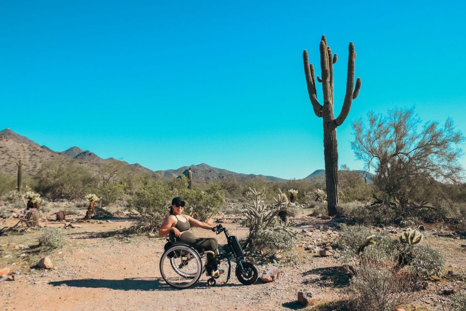 Wheelchair user on the Bajada Nature Trail near Scottsdale