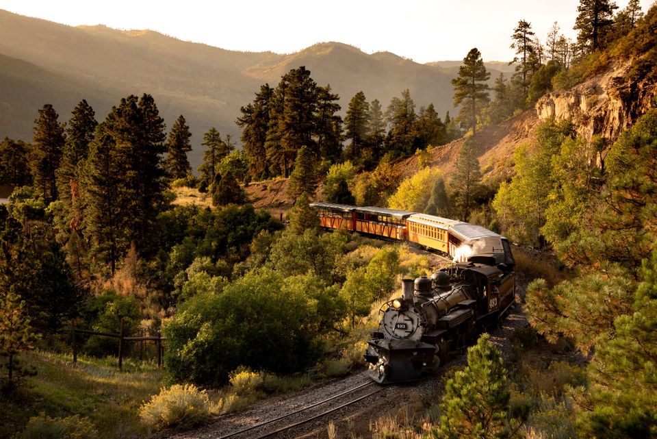 Durango & Silverton Narrow Gauge Railroad at sunset