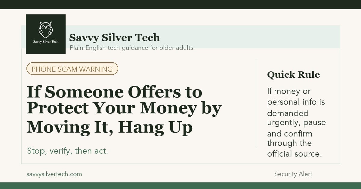 If Someone Offers to “Protect” Your Money by Moving It, Hang Up