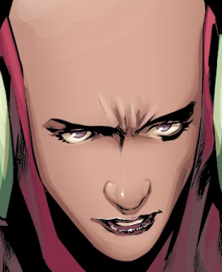The Invid Regress, a woman-read bald humanoid.