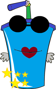 A recolored render of Shake, from Aqua Teen Hunger Force. They are blue, with sunglasses, red lipstick, and gray gloves.