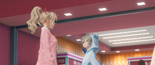Terra and that kid, talking outside of a toy store.