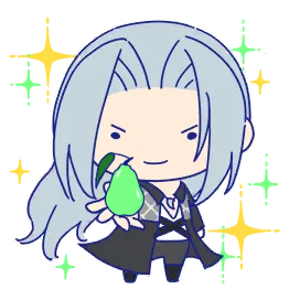 Chibi Sephiroth holding out a little pear for you-- reference to the "shall I give you dis pear?" meme.