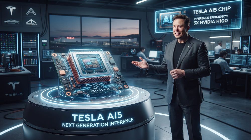 Elon Musk prepara el futuro de Tesla con el chip AI5: promete triplicar la eficiencia de Nvidia en inferencia