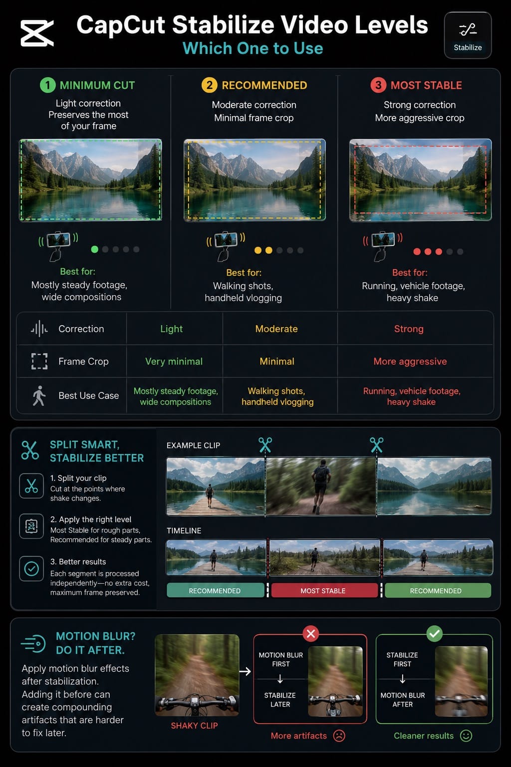 CapCut Stabilize Video Levels: Which One to Use