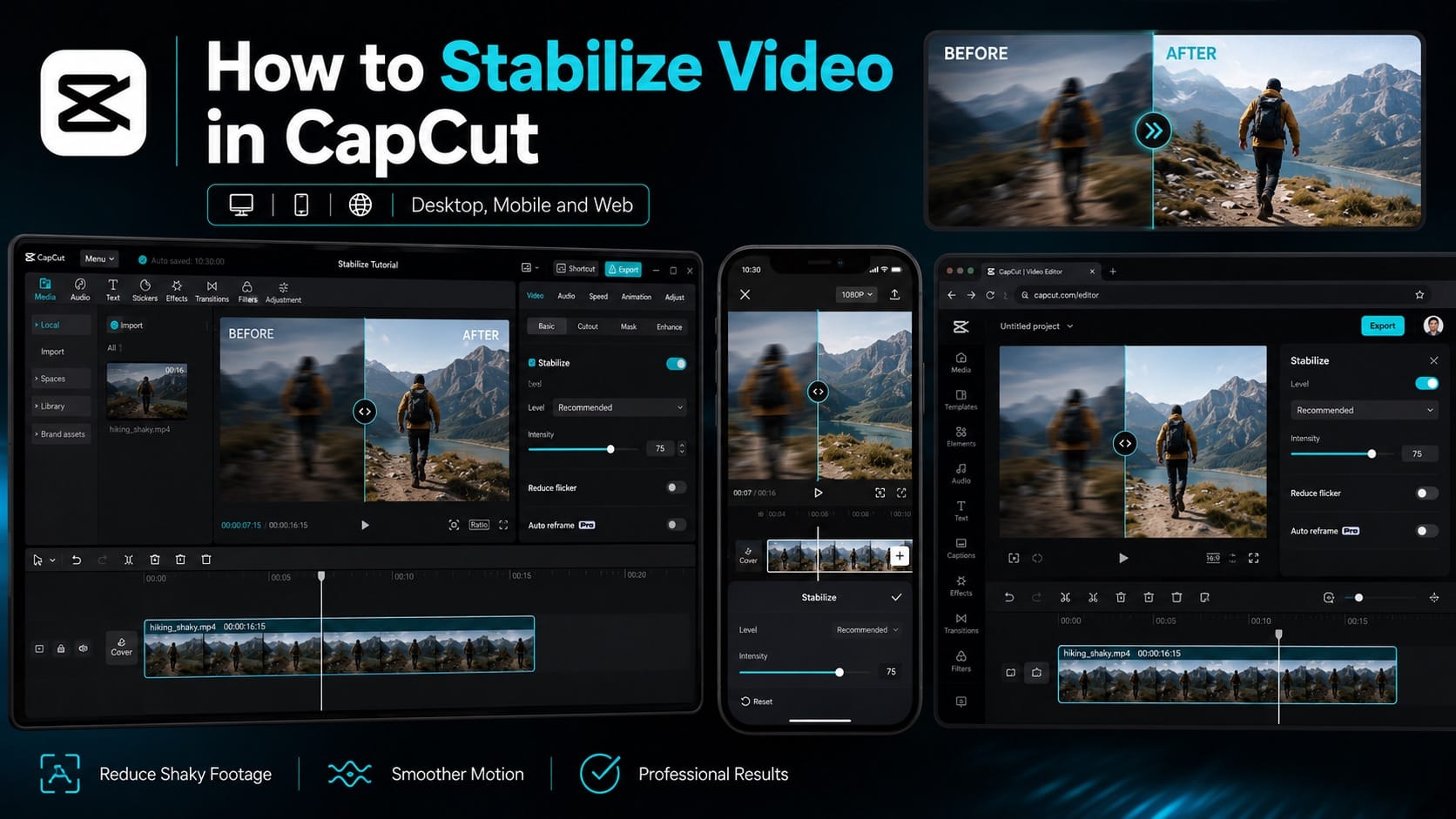 How to Stabilize Video in CapCut on Desktop, Mobile and Web