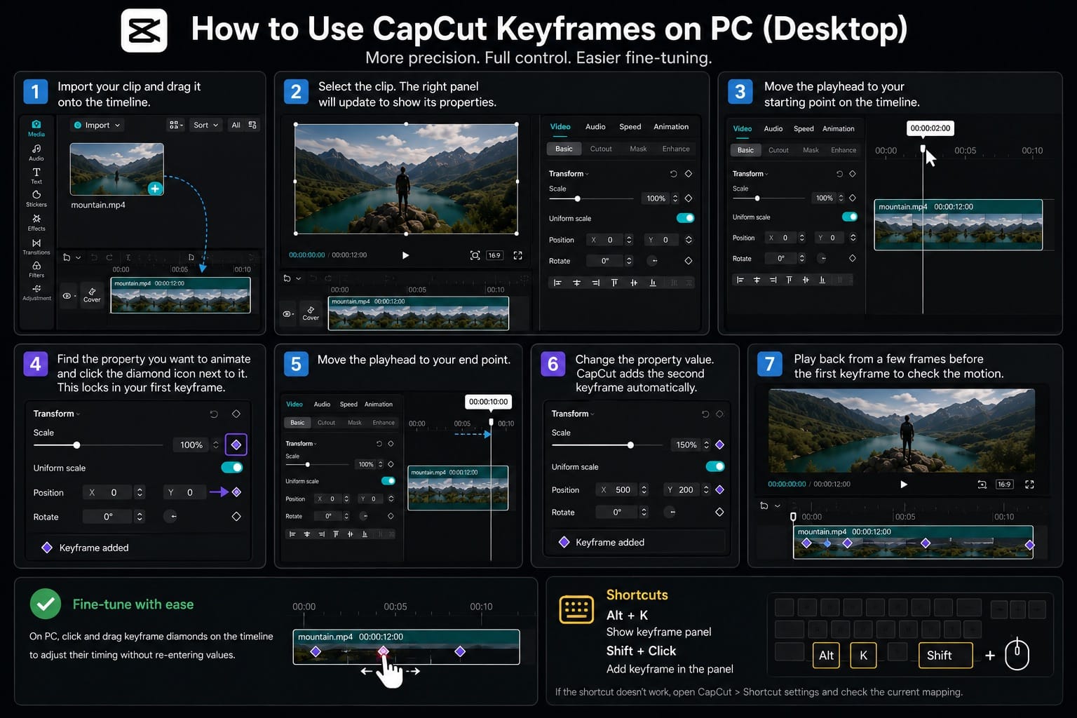 How to Use CapCut Keyframes on PC: Desktop
