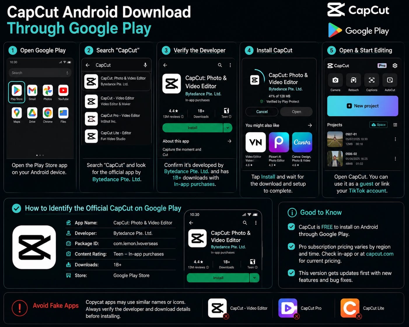 CapCut Android download through Google Play