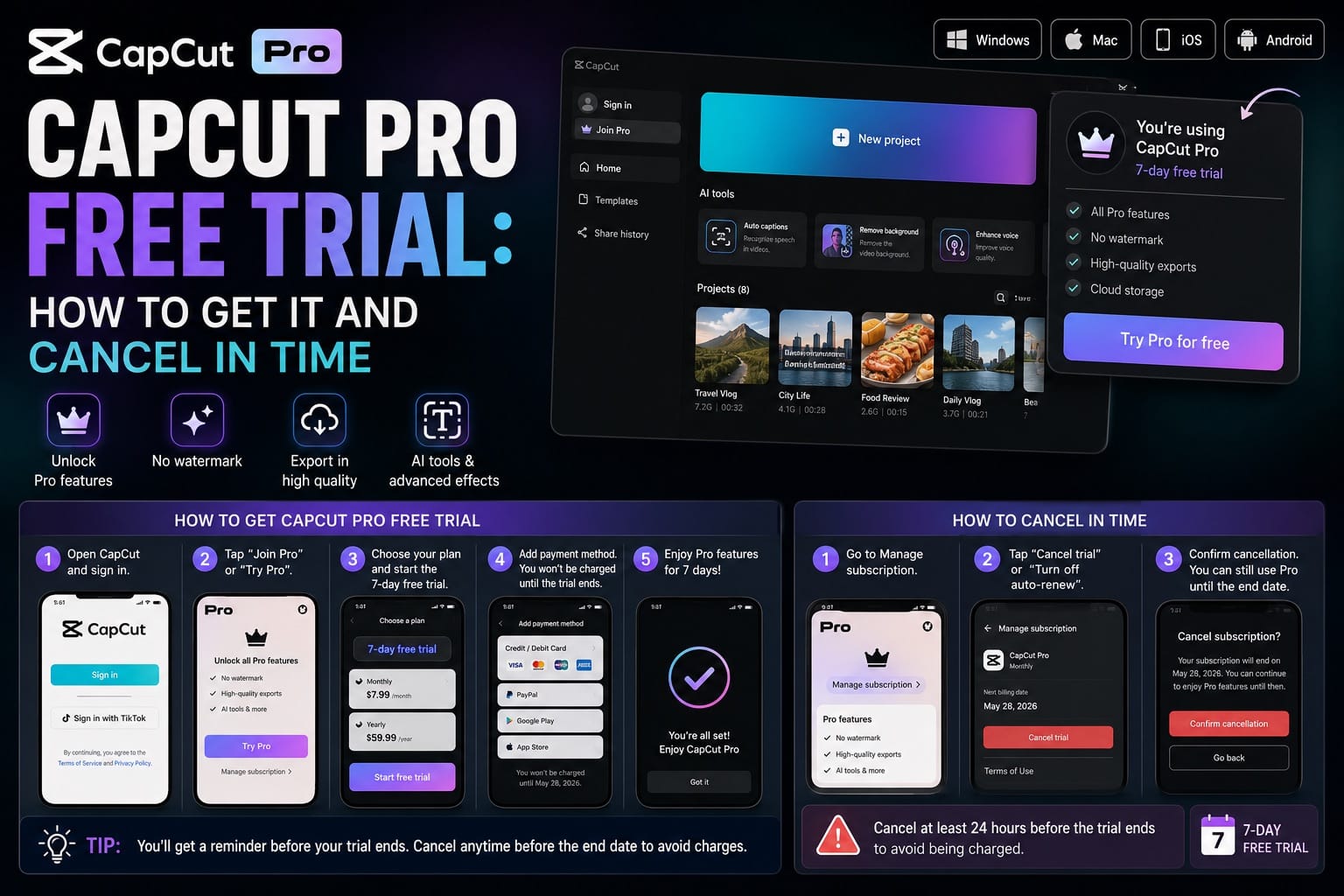 Free trial checkout renewal date and cancellation controls