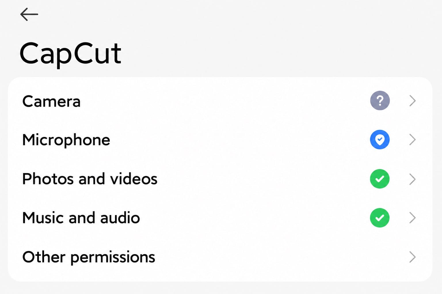 Checking photo and video permissions for CapCut black screen on mobile