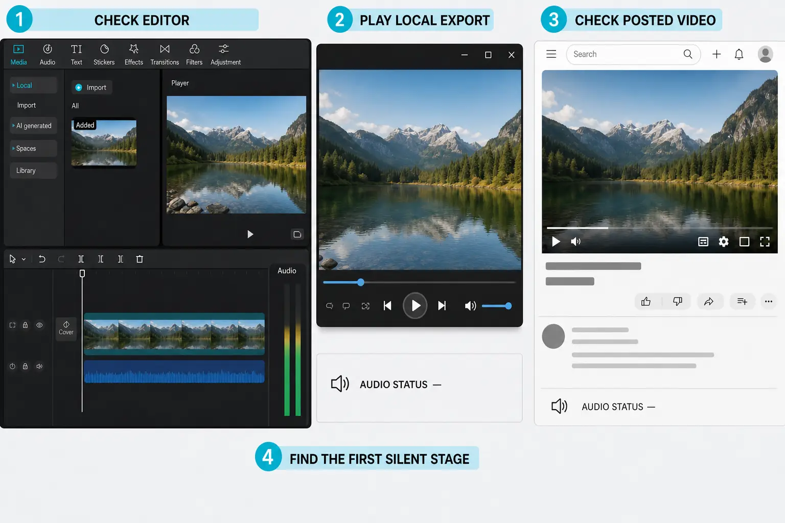 CapCut audio diagnosis across the editor local export and posted video