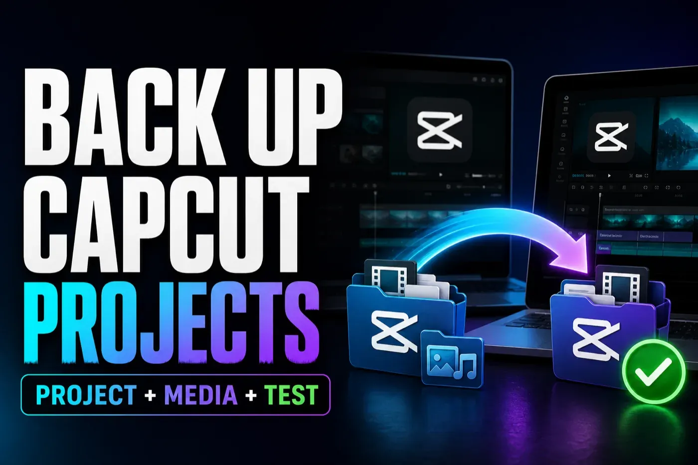 An editable CapCut project and its media copied between two computers