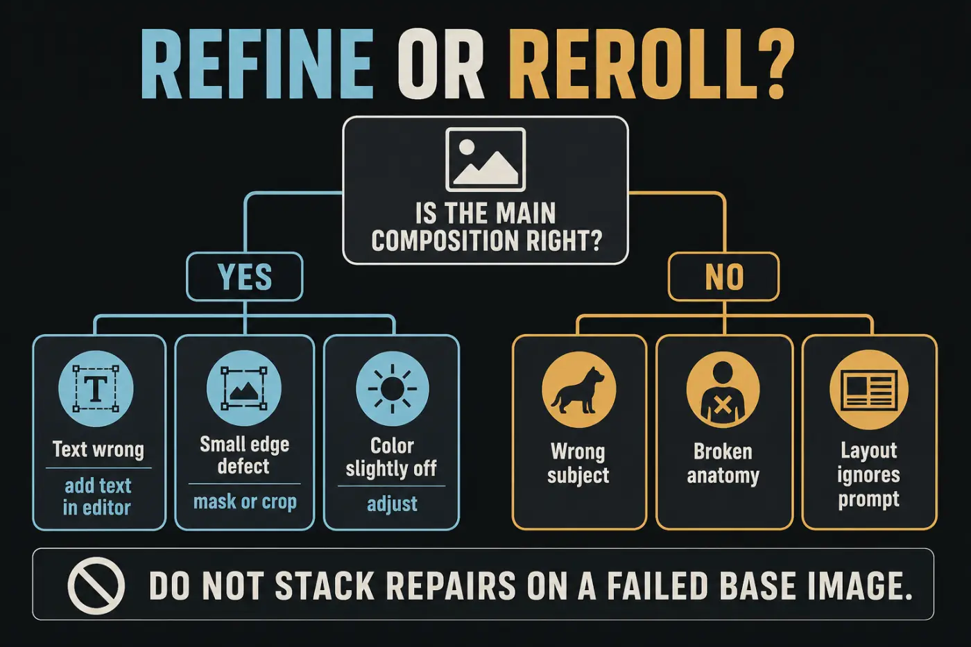 Decision tree for refining or regenerating a CapCut AI image
