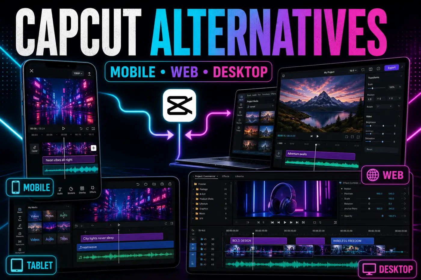 CapCut alternatives for mobile web tablet and desktop video editing