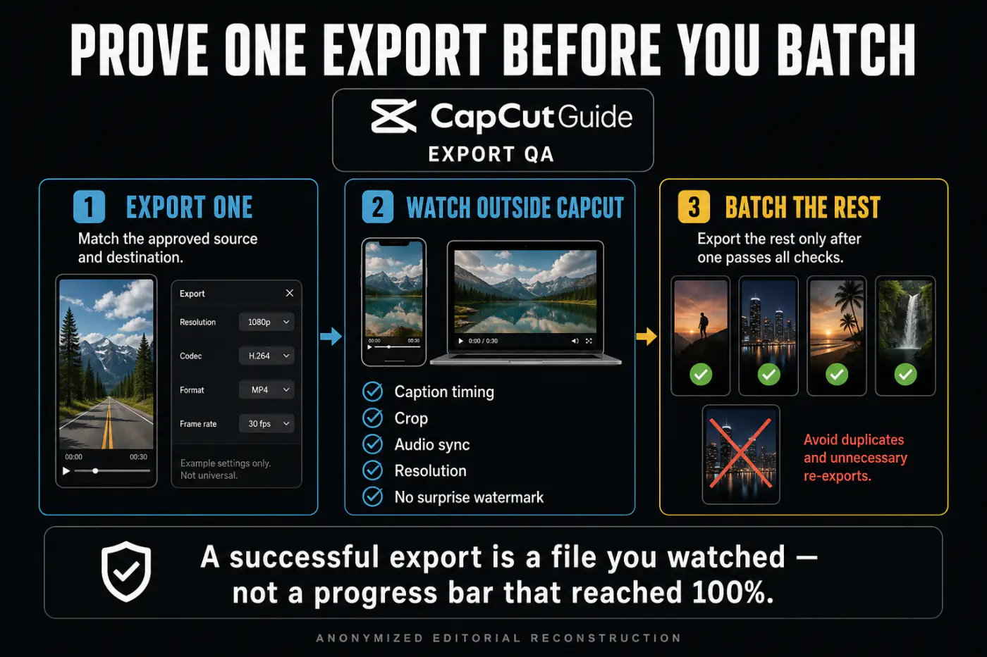Export quality checklist before batching CapCut short clips