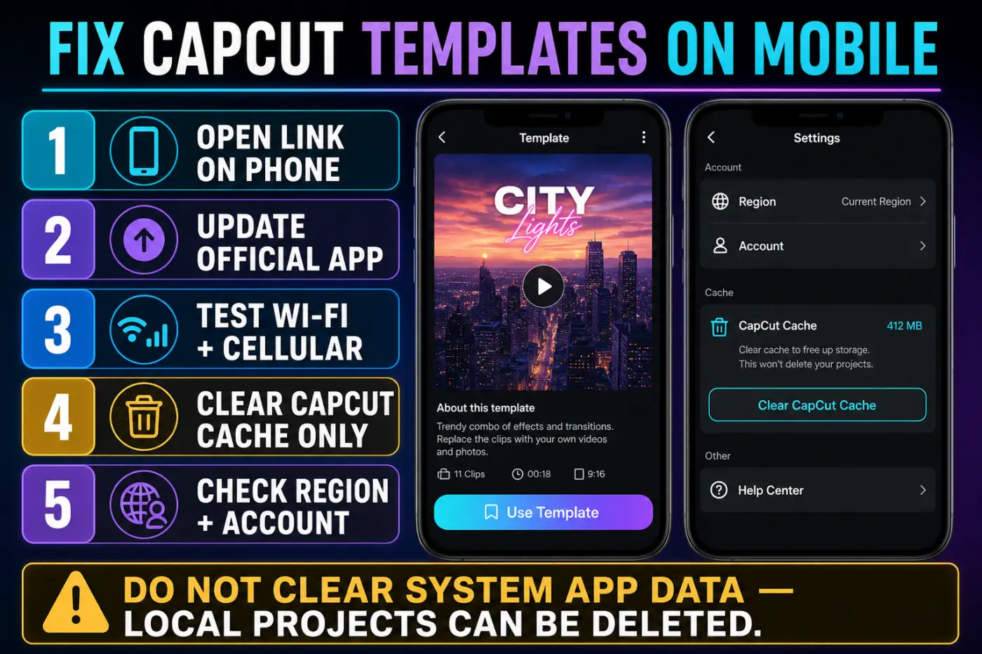 Safe Mobile checks for a missing or blank CapCut template gallery