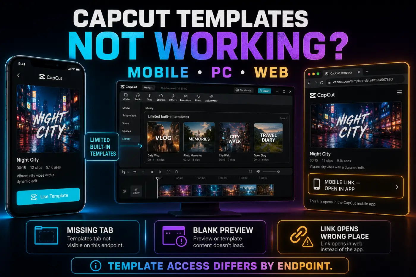CapCut Templates Not Working? Mobile, PC & Web Fixes