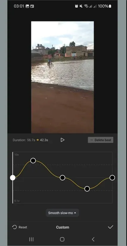 Official CapCut Mobile Custom speed curve with raised and lowered control points